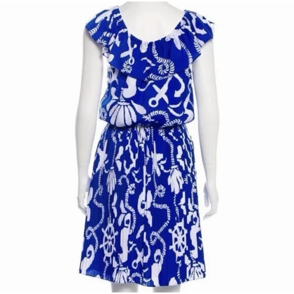 Lilly Pulitzer Caldwell Nautical Print Pleated Blouson Dress Women's Size Large